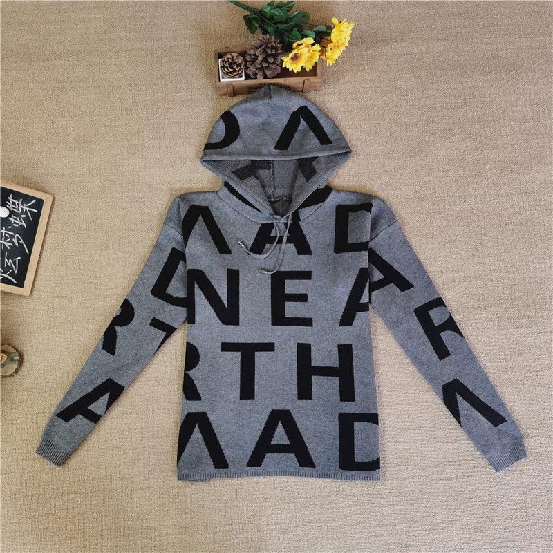 2pcs/set Women's Sports Set  Letter Printing Hooded Knitted  Sweater + Knitted  Elastic Waist Harem Pants Sets  Ladies Outfits Sweat Suit