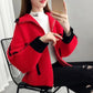 Mink Fleece Knitted Cardigan Women's Autumn and Winter Long-sleeved Loose Sweater Short College Style Jacket