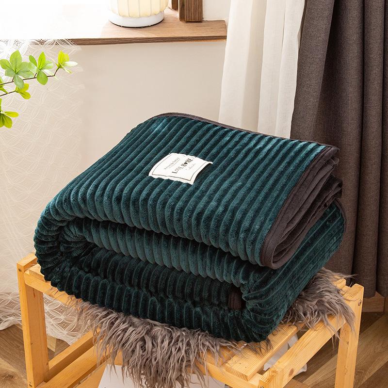 Winter Thick Coral Fleece Blanket Simple Style Warm Blanket Household Blanket Twin Queen King