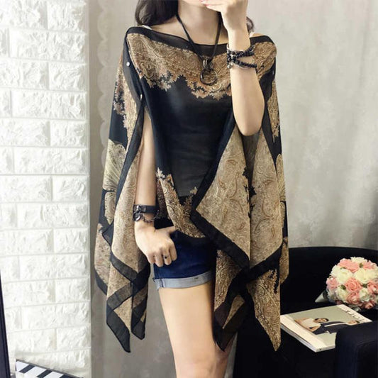 Chiffon Silk Scarf Female Summer Driving Sunscreen Shawl Jacket Scarf Dual-use Seaside Vacation Beach Towel Wild Shawl Cloak Wrap