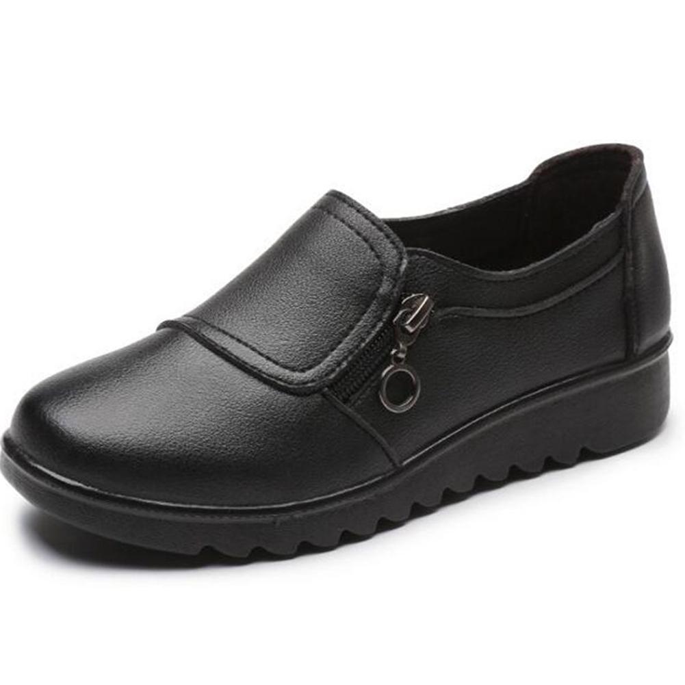 Women Fashion Comfortable Slip On Loafers Mom Shoes Flat Platform Wedge Size Zip
