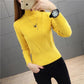 Women's Green turtleneck sweater Warm winter Long Sleeve knit Pullover jumper Solid Sweater short