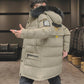 Down Padded Jacket Men's Warm Big Fur Collar Padded Jacket Youth Loose Thick Trend Mid-length Winter Clothes
