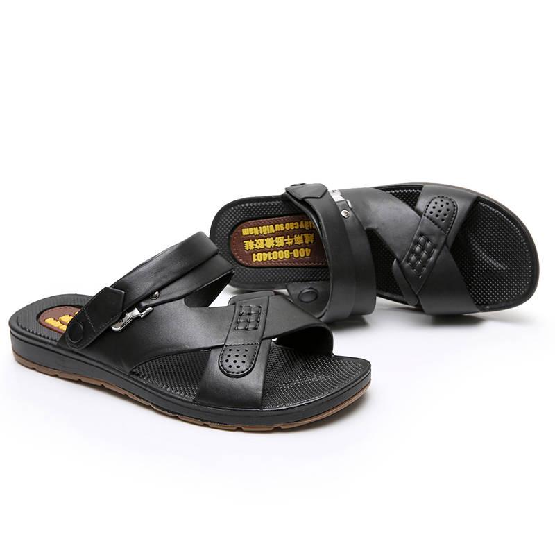 Summer Sandals Men Breathable Leather Sandals Man Flats Plus Size Fashion Casual Beach Men's Shoes