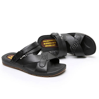 Summer Sandals Men Breathable Leather Sandals Man Flats Plus Size Fashion Casual Beach Men's Shoes