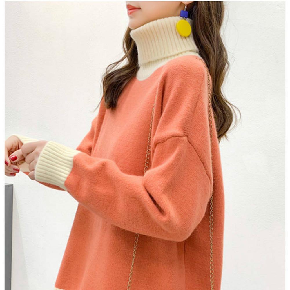 Pofulove Turtleneck Women Pullover Winter Loose Thick Padded Short Bottoming Shirt Sweater Women
