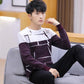 Autumn and Winter Slim Long-sleeved Sweater Round Neck Splicing Color Pullover Top Fashion Casual Elastic Coat