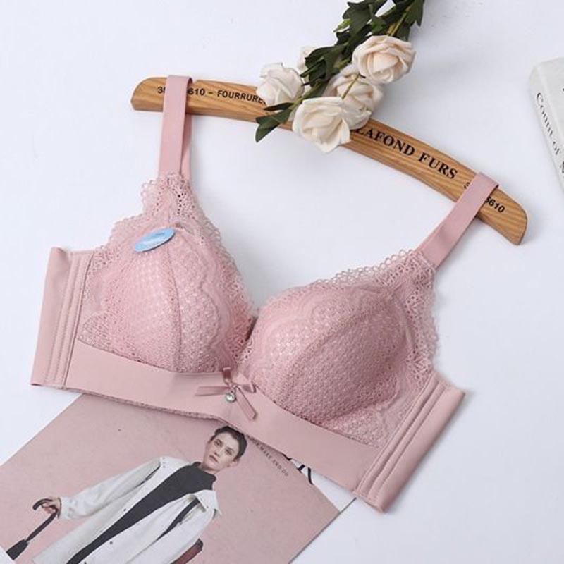 Large Size Women Lace Bras Beauty Back Gathered Bra Front Buckle Fashion Gathered Bras