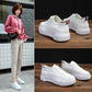 Female Leather White Shoes Spring and Summer Female Students Flat Bottom Shoes Casual Shoes White Shoes Walking Tall Shoes