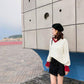 Pullover Sweater V-neck Flared Sleeve Loose Autumn Winter Sweet Korean Knitting Sweater