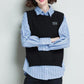 Spring and Autumn Round Neck Knitted Vest Women's Solid Color Halterneck Waistcoat Short Casual Sleeveless Sweater
