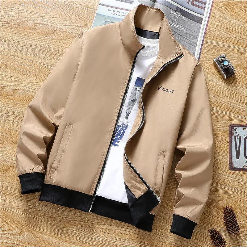 Men's Spring and Autumn Jacket Casual Men's Stand-up Collar Solid Color Casual Jacket Trend Men's Clothing