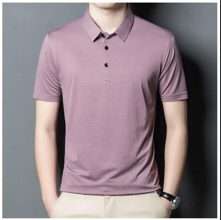Men's Summer Ice Silk Middle-aged Short-sleeved T-shirt Loose Casual Business T-shirt Men's Top