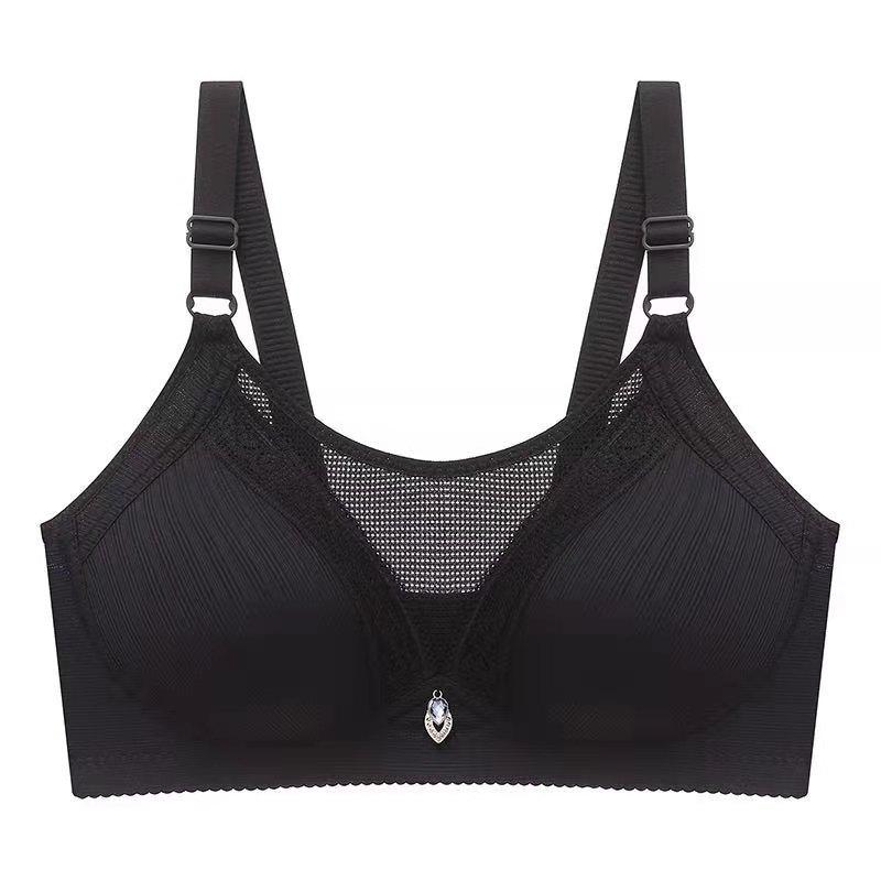 Larger Cup Comfortable Massage Inner Cup Without Steel Ring Traditional Thin Mold Cup Women's Lace Edge Breathable Thin Bra