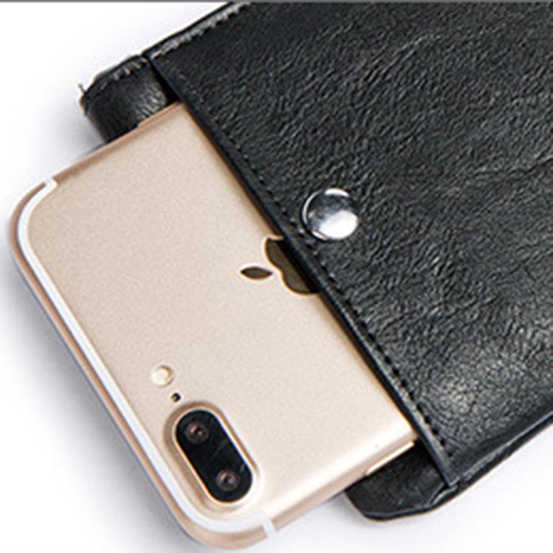 Business Long Wallet Men Women Anti-theft Zipper Dark Buckle Leather Card Package Clutch Coin Bag