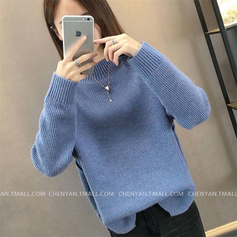 Womens Sweaters Half High Neck Solid Color Knitted Bottom Casual Comfort Winter