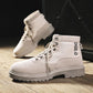 High Top Mens Martin Boots Solid Army Boots Flock Rubber Winter Men's Ankle Boots Shoes