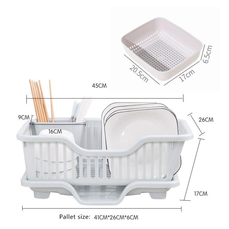 Large Drain Rack Kitchen Dishes Chopsticks Drain Rack Sink Drain Basket Home Organizer Hollow Basket Square Drain Pan Bowl Holder Tray Storage Basket