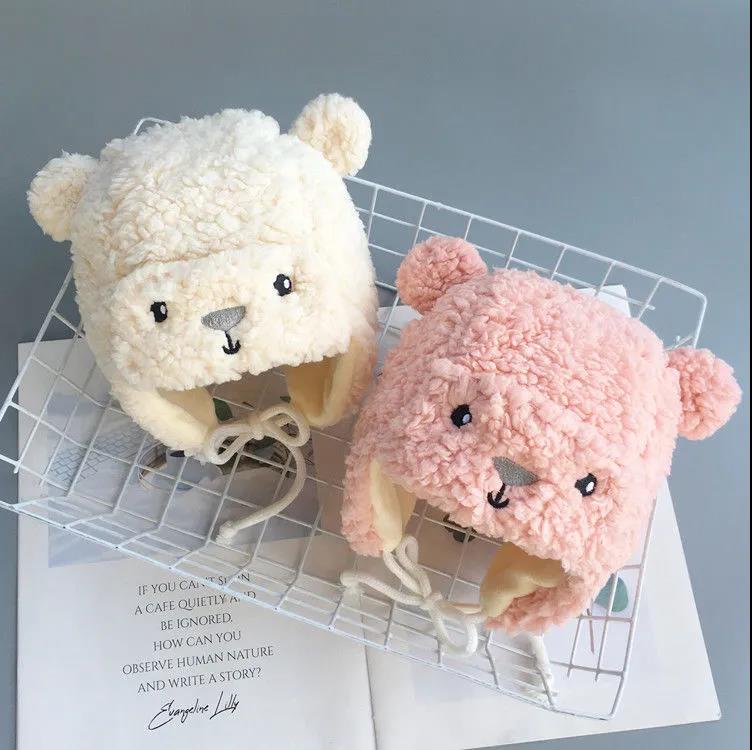 Winter Baby Hat Cute Baby Bear Pullover Hat Boys and Girls Plush Ear Protection Cap Children's Soft Warm Hat