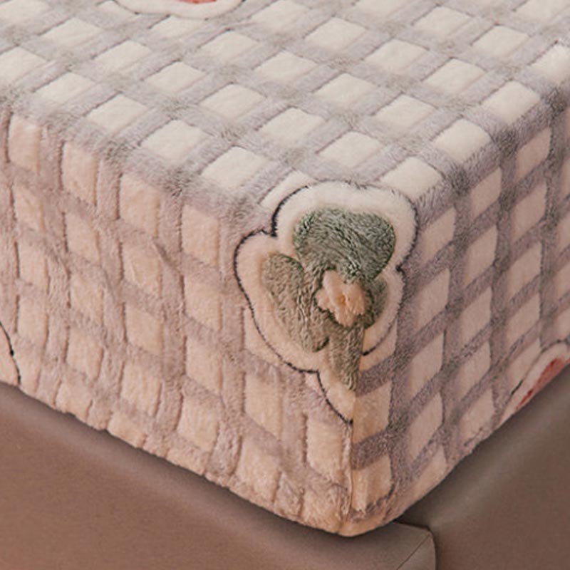 Winter Double-sided Snowflave Bed Pillow Set Three-piece Plus Thick Warm Plush Anti-skating Sheet