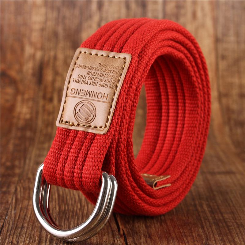 Men's and Women's Wild Canvas Belt Youth Students Double Ring Buckle Canvas Belt Woven Belt