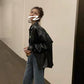 New Women PU leather blouses Spring Autumn Black Faux Leather Basic Coat Turn-down Collar Motor Biker Jacket