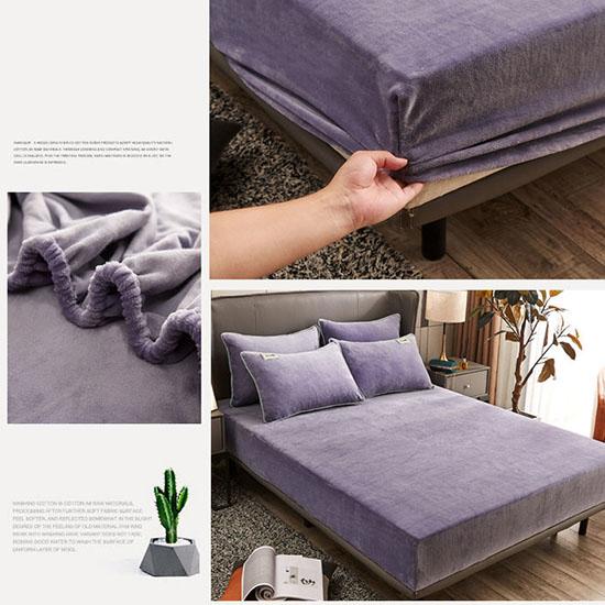 3pcs/set Thick Coral Velvet Mattress Cover Crystal Velvet Bedspread Plus Velvet Flange Winter Warm Bed Cover