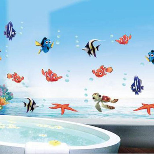 Underwater world cartoon bubble fish bedroom living room bathroom children room cute wall sticker
