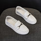 Spring and Autumn Loafers Women's Leather Soft Leather White Shoes Soft Sole Large Size Women's Shoes