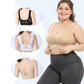 Women's Plus Size Seamless Bra with Pads Solid Color Breathable Bra Hollow Out Sports Yoga No Wire Gathering Vest Bra