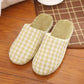 Autumn and Winter Pure Cotton Slippers Indoor Non-slip Soft-soled Shoes Warm Plaid Simple Plush Cotton Shoes