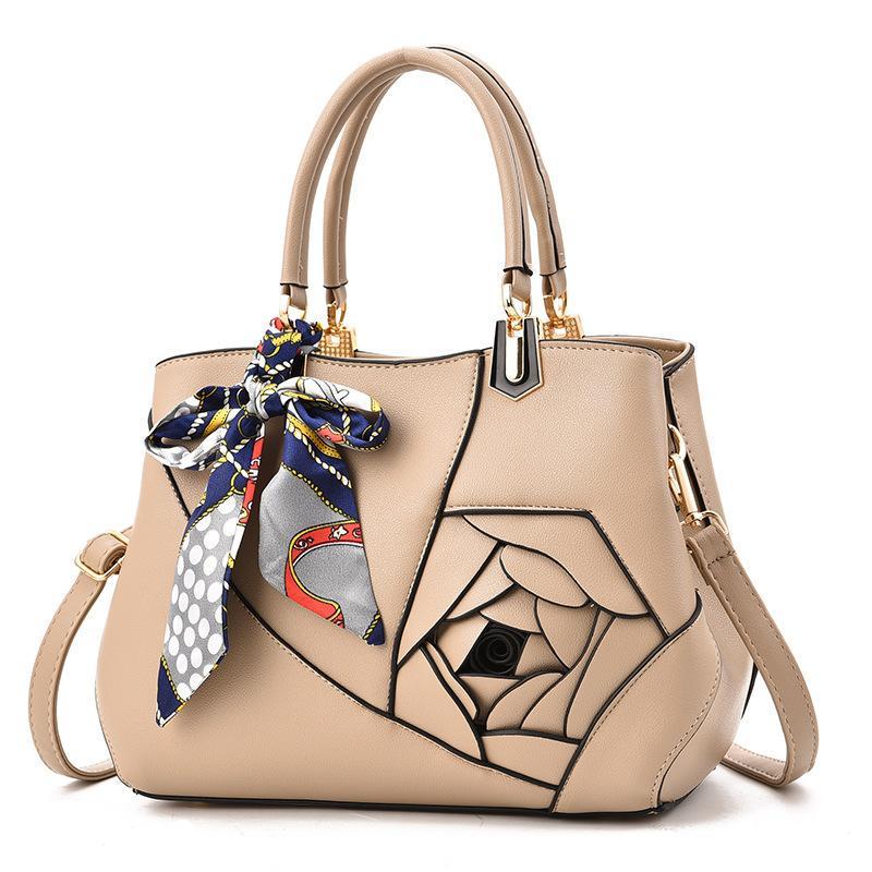 Women Bag Leather Handbag Women Shoulder Bag Tote with Rose Flowers