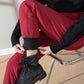 Winter High-waist Thick Warm Pants Silk Cotton Plus Size Slim Women's Outer Wear Pure Color Thinner Down Cotton Casual Pants