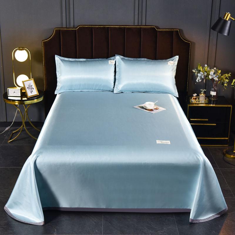 1.5m/1.8m/2m Light Luxury Ice Silk Mat Three-piece Soft Machine Washable Ice Silk Mattress Pillowcase Three-piece Set