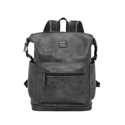 Gray Backpack Men Leather Large Capacity Waterproof Outdoor Sports Travel Student Book Computer Bags