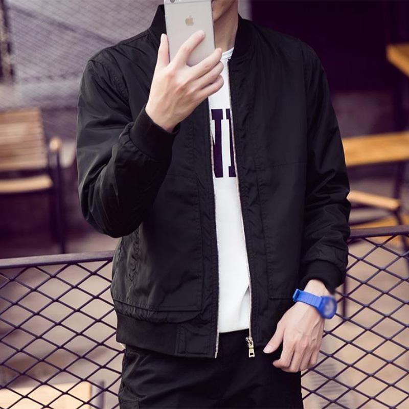 Spring and Autumn Men's Big Pocket Thin Coat Baseball Uniform Jacket Youth Student Solid Color Wild Sports Jacket