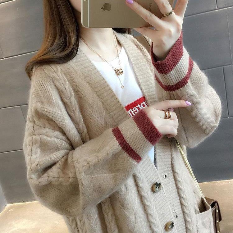 Autumn Winter Knitted Long Cardigans Loose Casual Thick Sweaters Jumpers Women Knitting Jackets