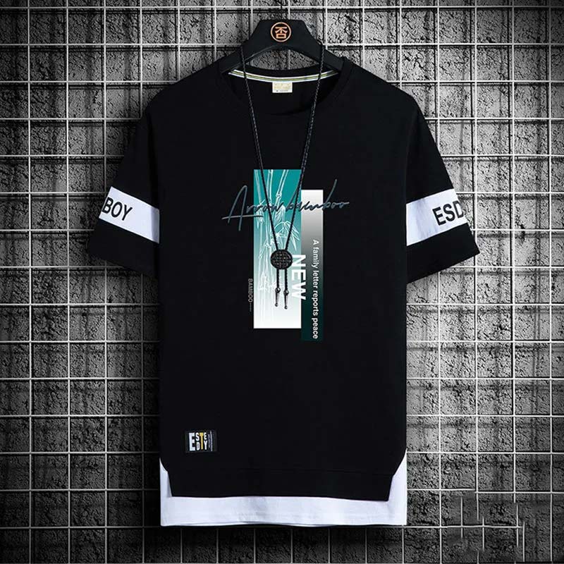 Summer Thin Short-sleeved Printed Round Neck Casual All-match Men's Shirt Men's Inner Shirt Loose T-shirt