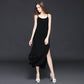 Sexy Maxi Dress Summer round Neck Spaghetti Strap Dress Blackless Elastic Long Dress for Party