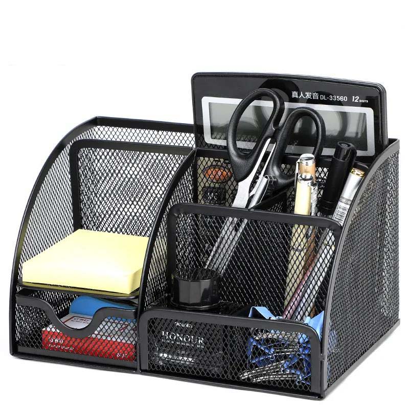 Grid Metal Pen Holder Desktop Pen Holder Office Stationery Multifunctional Student Combination Pen Holder