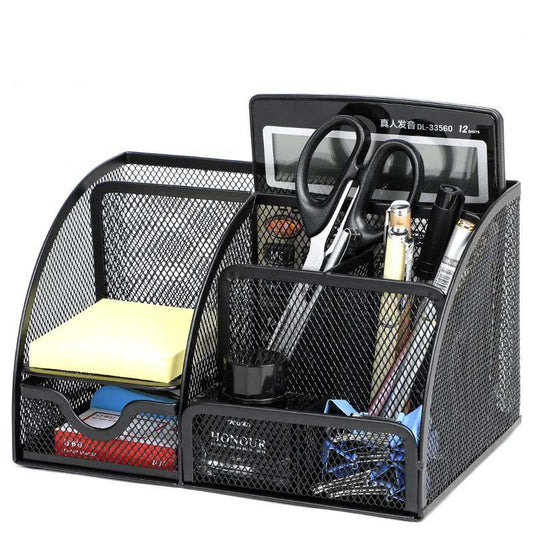 Grid Metal Pen Holder Desktop Pen Holder Office Stationery Multifunctional Student Combination Pen Holder