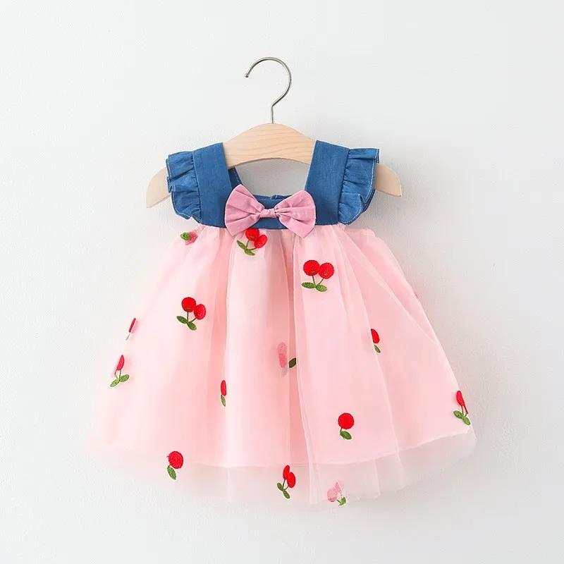 Little Girl Mesh Dress Summer Sweet Princess Skirt Bow Tutu Skirt Girl Backless Sleeveless Vest Skirt A-line Skirt