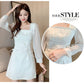 Autumn French Design Sense of Niche Temperament Skirt Is Thin Folds Square Collar White Waisted Celebrity Dress