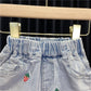 Children's Clothing Girls Summer Two-piece Denim Shorts + Girl Baby Half-sleeved T-shirt Sweet Strawberry Top