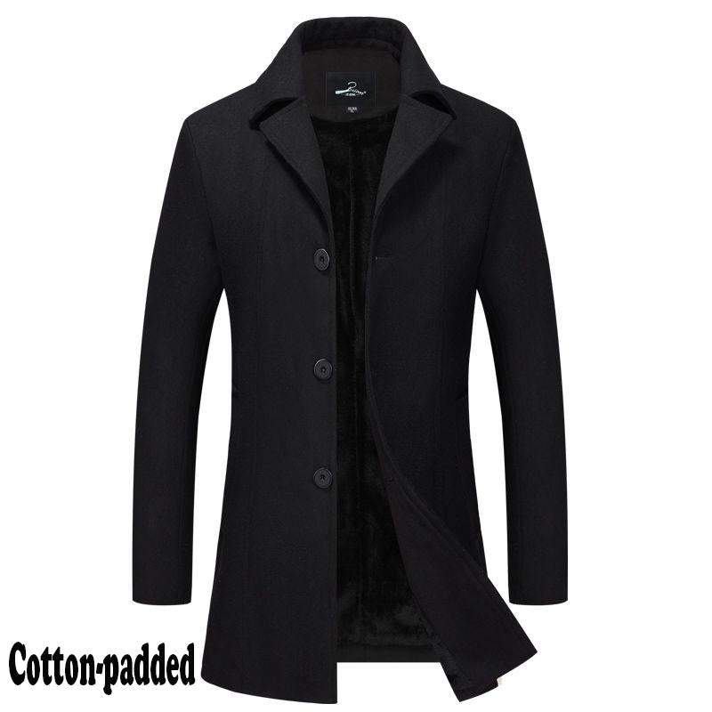Winter Men Fashion Woolen Coat Casual Long Sleeve Solid Woolen Outwear Coat Male Long Overcoat 2019