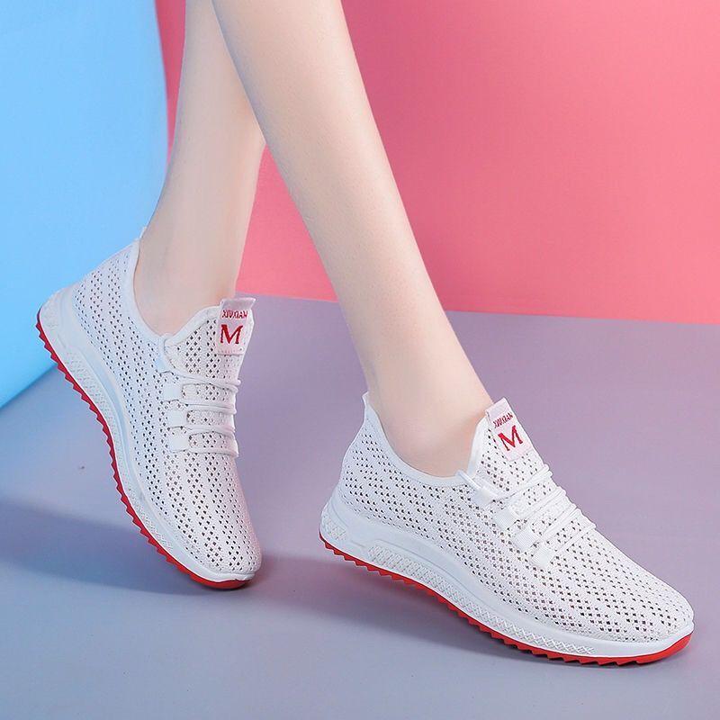 Women Casual Shoes Breathable Women Sneakers Walking Mesh Lace Up Flat Shoes Sneakers Women Tenis Feminino