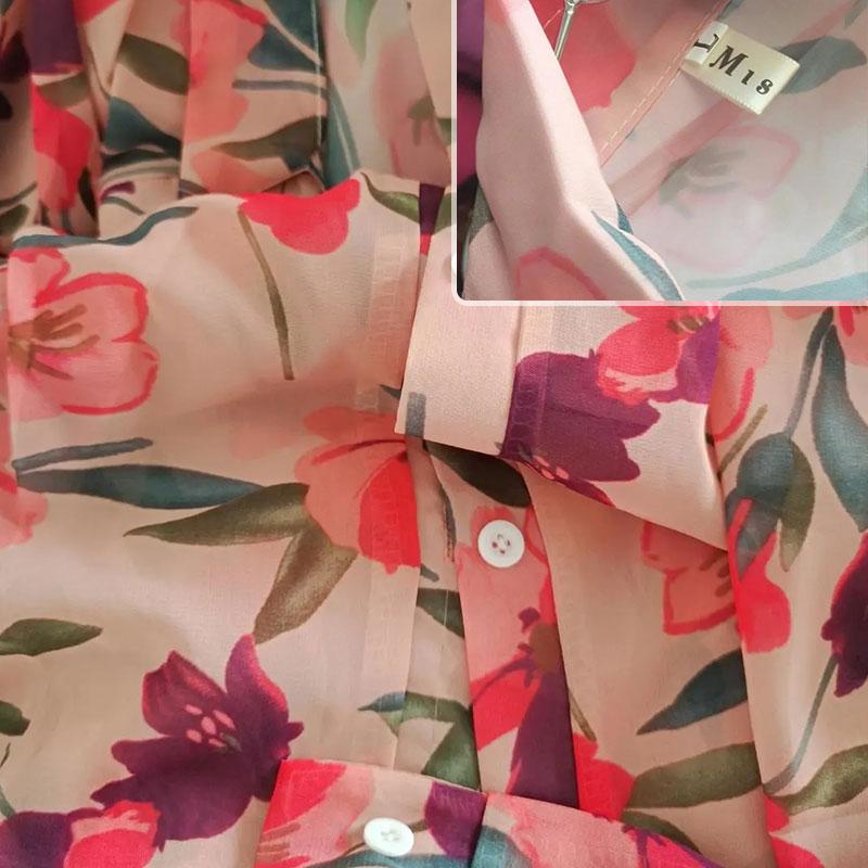 Floral Thin Chiffon Shirt Women Niche Western-style Tops Long Sleeve Shirts Cardigans Jacket Sunscreen Clothing All-match Blouse