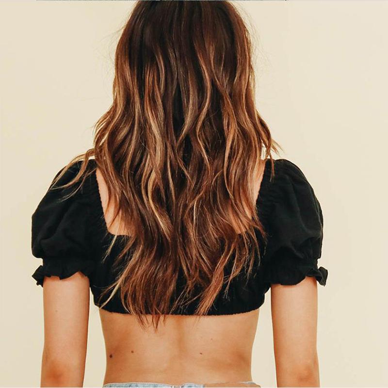 WTEMPO Sexy Navel Low-cut Top Vest Straps Short Sleeve Party T-shirt Women