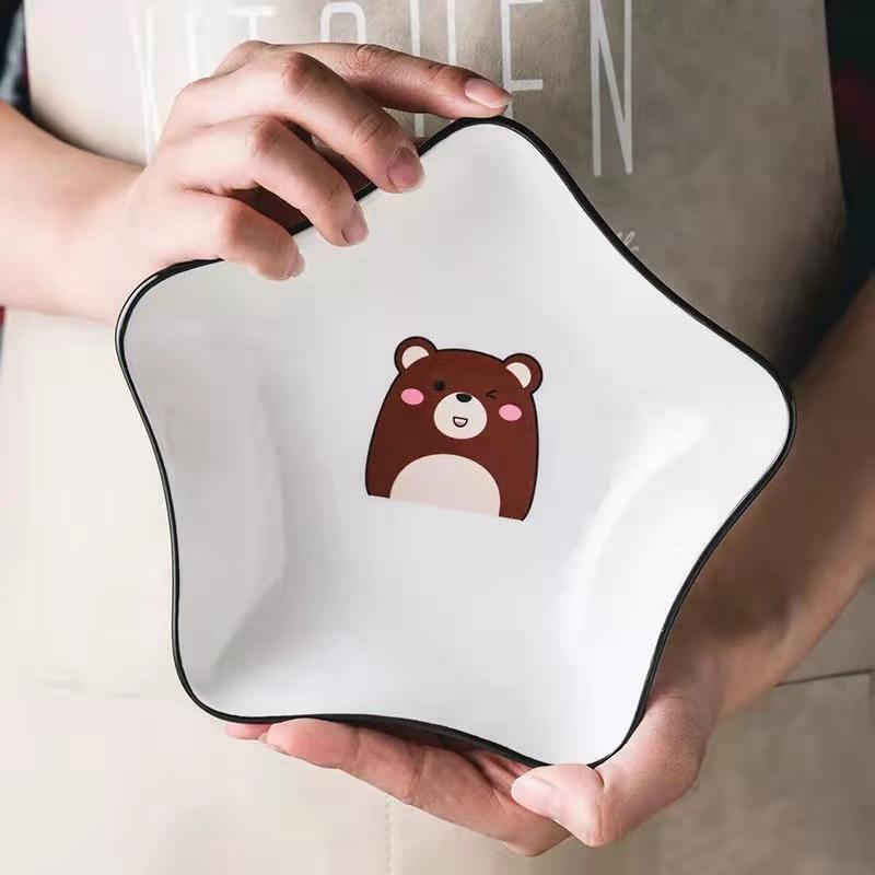 Ceramic Combination Plate Household Cute Cartoon Net Red Rectangular Plate Creative Fruit Rice Plate Square Bowl Tableware