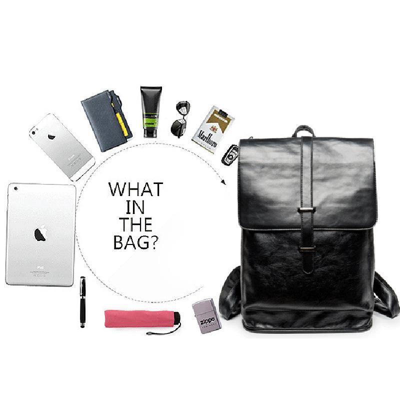 Men leather backpack large capacity multi-functional anti theft laptop backpack With USB charging